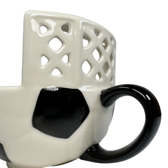 3D Soccer Ball & Net Mug Dish Coffee Cup Soup Bowl Maxi's Creations White Black - Picture 12 of 12